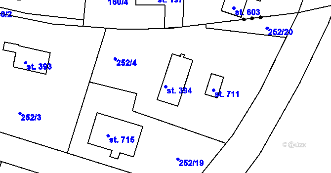Parcela st. 394 v KÚ Strančice, Katastrální mapa
