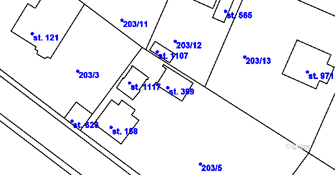 Parcela st. 399 v KÚ Strančice, Katastrální mapa