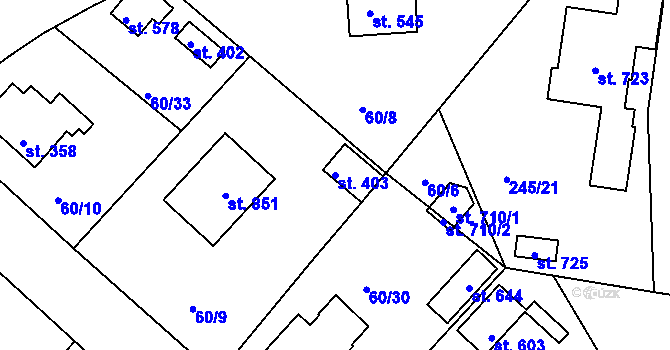 Parcela st. 403 v KÚ Strančice, Katastrální mapa