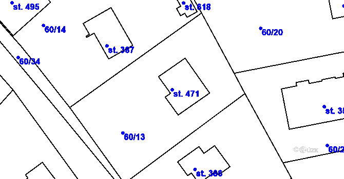 Parcela st. 471 v KÚ Strančice, Katastrální mapa