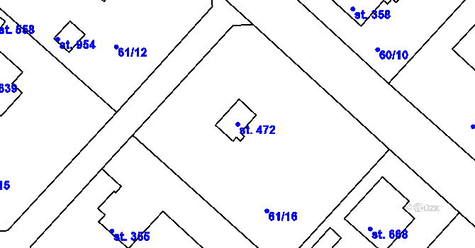 Parcela st. 472 v KÚ Strančice, Katastrální mapa