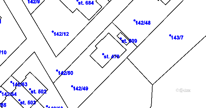 Parcela st. 479 v KÚ Strančice, Katastrální mapa