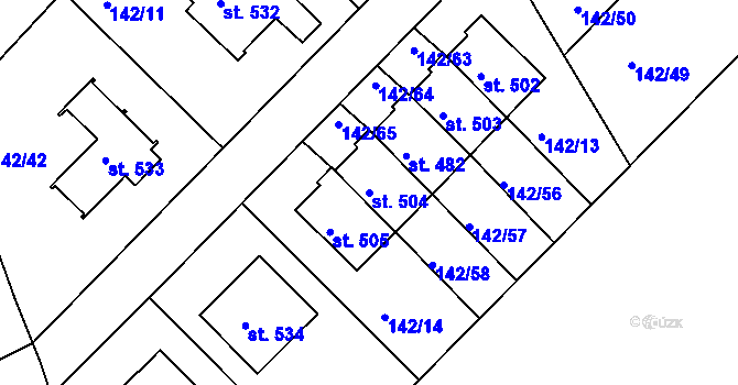Parcela st. 504 v KÚ Strančice, Katastrální mapa