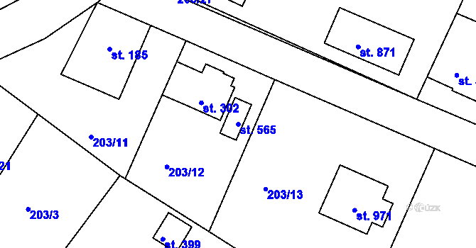 Parcela st. 565 v KÚ Strančice, Katastrální mapa