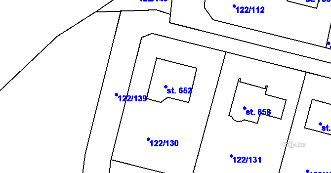 Parcela st. 652 v KÚ Strančice, Katastrální mapa