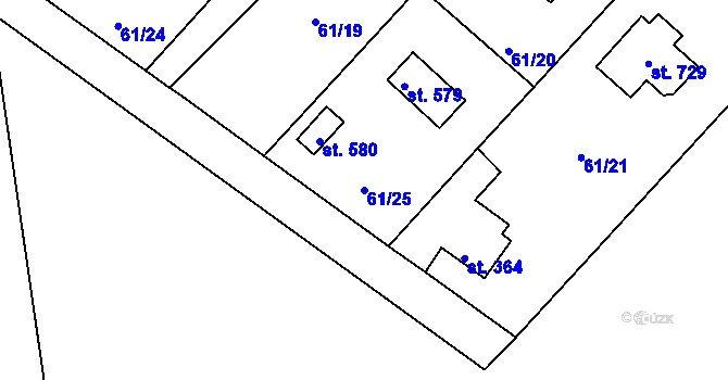 Parcela st. 61/25 v KÚ Strančice, Katastrální mapa