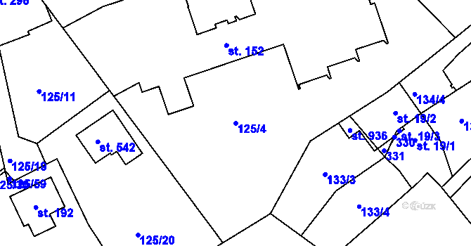 Parcela st. 125/4 v KÚ Strančice, Katastrální mapa