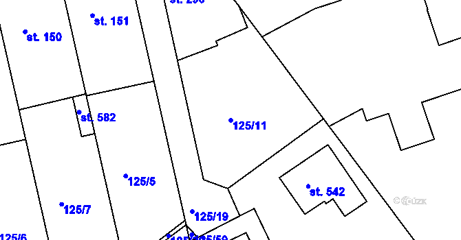 Parcela st. 125/11 v KÚ Strančice, Katastrální mapa