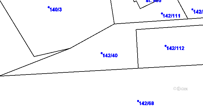 Parcela st. 142/40 v KÚ Strančice, Katastrální mapa