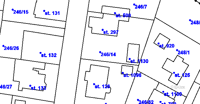 Parcela st. 246/14 v KÚ Strančice, Katastrální mapa