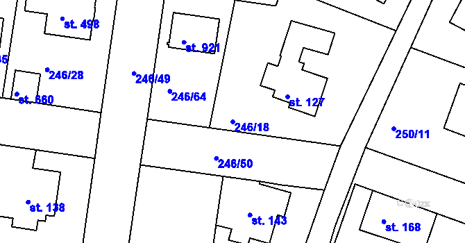 Parcela st. 246/18 v KÚ Strančice, Katastrální mapa