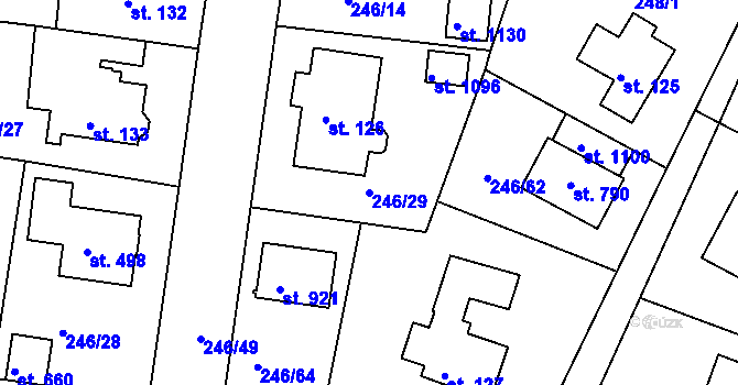 Parcela st. 246/29 v KÚ Strančice, Katastrální mapa