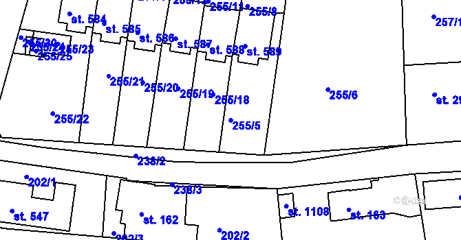 Parcela st. 255/5 v KÚ Strančice, Katastrální mapa