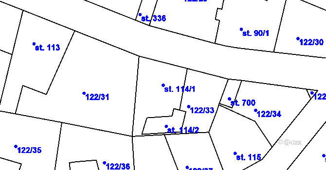 Parcela st. 114/1 v KÚ Strančice, Katastrální mapa