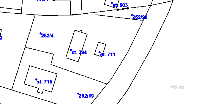 Parcela st. 711 v KÚ Strančice, Katastrální mapa