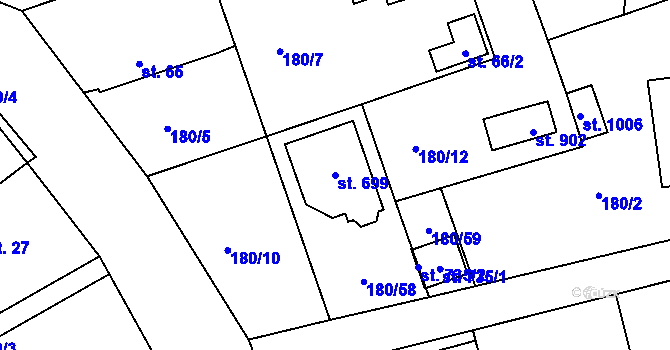 Parcela st. 699 v KÚ Strančice, Katastrální mapa