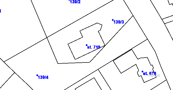 Parcela st. 719 v KÚ Strančice, Katastrální mapa