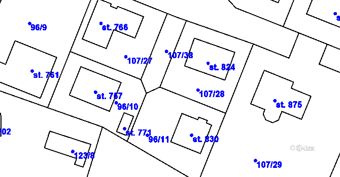 Parcela st. 96/17 v KÚ Strančice, Katastrální mapa