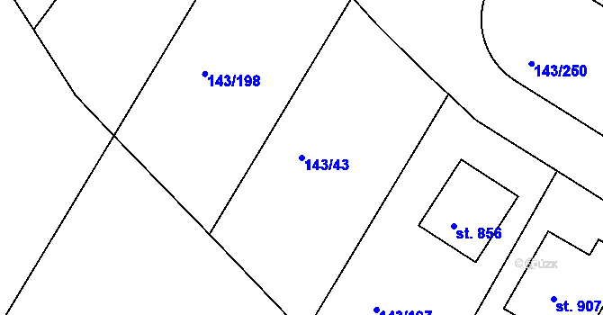 Parcela st. 143/43 v KÚ Strančice, Katastrální mapa
