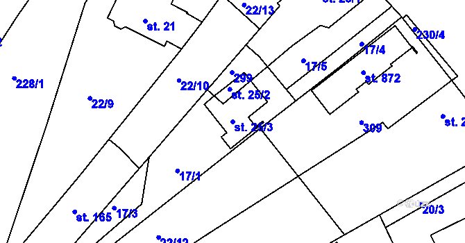 Parcela st. 25/3 v KÚ Strančice, Katastrální mapa