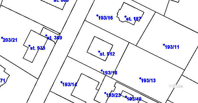 Parcela st. 912 v KÚ Strančice, Katastrální mapa