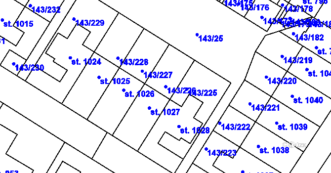 Parcela st. 143/226 v KÚ Strančice, Katastrální mapa