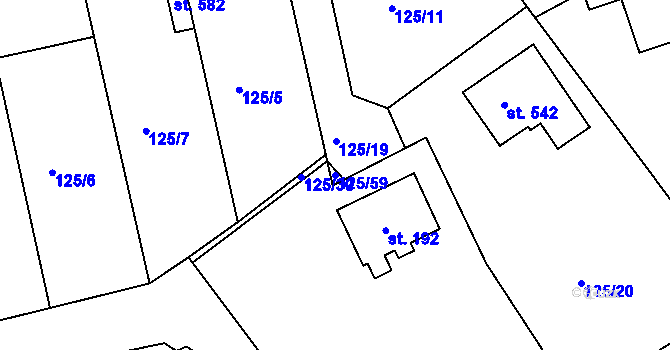 Parcela st. 125/59 v KÚ Strančice, Katastrální mapa