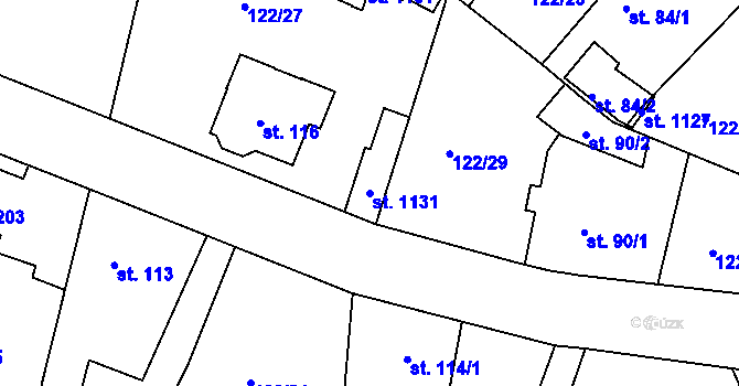 Parcela st. 1131 v KÚ Strančice, Katastrální mapa