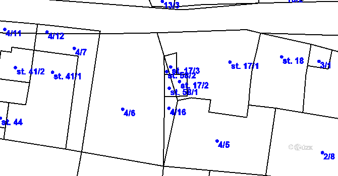Parcela st. 58/1 v KÚ Frankův Zhořec, Katastrální mapa