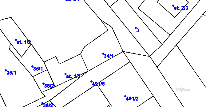 Parcela st. 34/1 v KÚ Kochánov u Stránecké Zhoře, Katastrální mapa