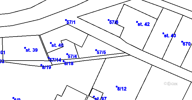 Parcela st. 57/5 v KÚ Kochánov u Stránecké Zhoře, Katastrální mapa