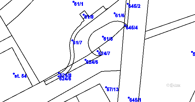 Parcela st. 624/7 v KÚ Kochánov u Stránecké Zhoře, Katastrální mapa