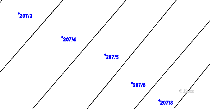 Parcela st. 207/5 v KÚ Nová Zhoř, Katastrální mapa
