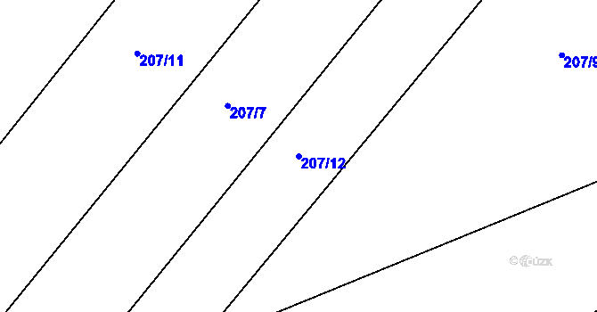 Parcela st. 207/12 v KÚ Nová Zhoř, Katastrální mapa