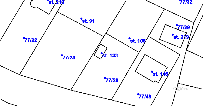 Parcela st. 133 v KÚ Stránecká Zhoř, Katastrální mapa