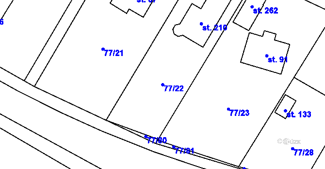 Parcela st. 77/22 v KÚ Stránecká Zhoř, Katastrální mapa