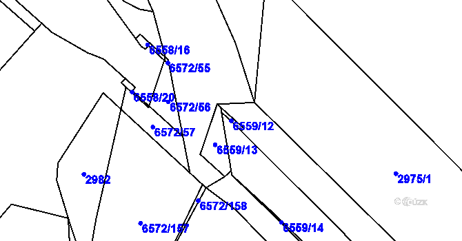 Parcela st. 6559/12 v KÚ Strání, Katastrální mapa