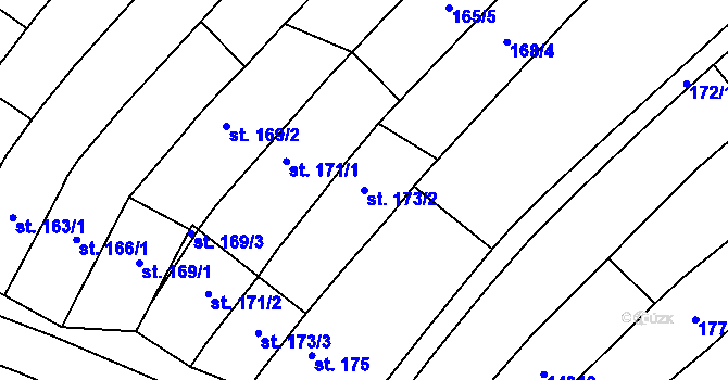 Parcela st. 173/2 v KÚ Strání, Katastrální mapa