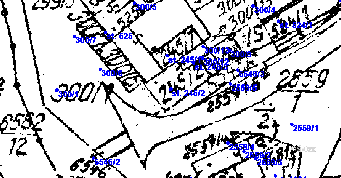 Parcela st. 245/2 v KÚ Strání, Katastrální mapa