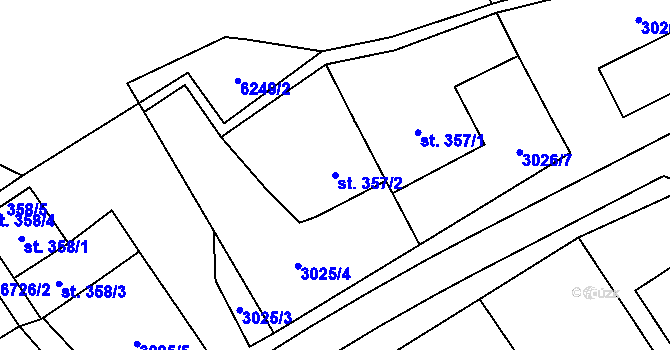 Parcela st. 357/2 v KÚ Strání, Katastrální mapa