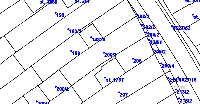 Parcela st. 407 v KÚ Strání, Katastrální mapa