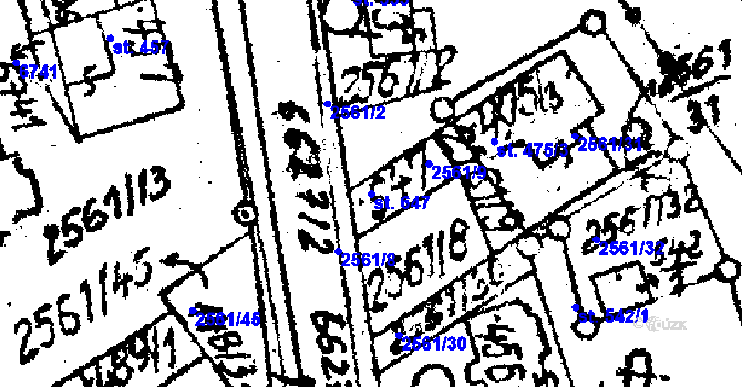 Parcela st. 647 v KÚ Strání, Katastrální mapa