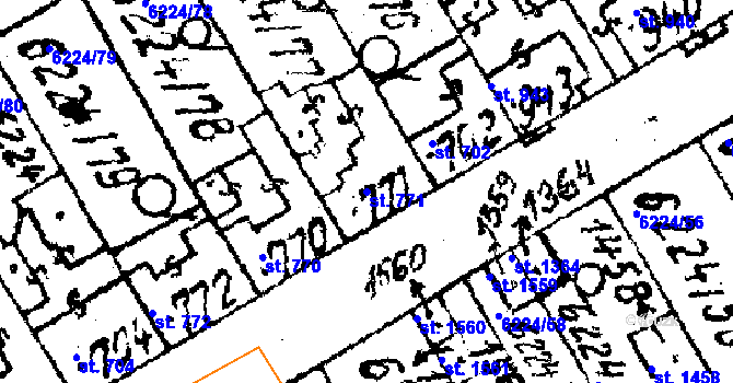 Parcela st. 771 v KÚ Strání, Katastrální mapa