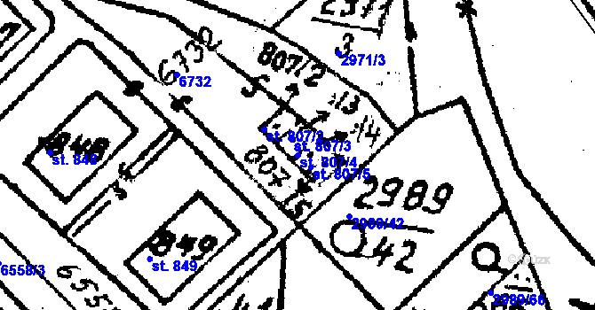 Parcela st. 807/4 v KÚ Strání, Katastrální mapa