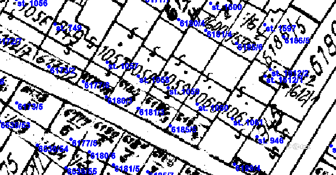 Parcela st. 1059 v KÚ Strání, Katastrální mapa