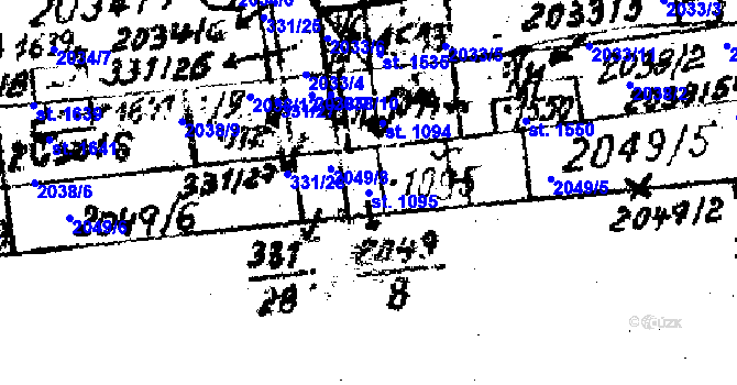 Parcela st. 1095 v KÚ Strání, Katastrální mapa