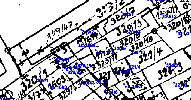 Parcela st. 1113 v KÚ Strání, Katastrální mapa