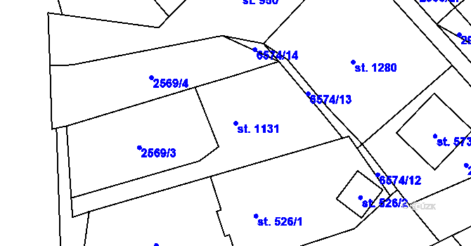 Parcela st. 1131 v KÚ Strání, Katastrální mapa