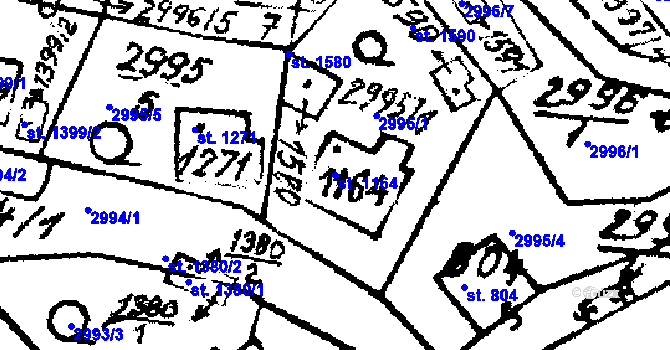 Parcela st. 1164 v KÚ Strání, Katastrální mapa