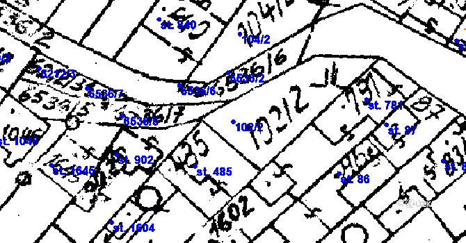 Parcela st. 102/2 v KÚ Strání, Katastrální mapa